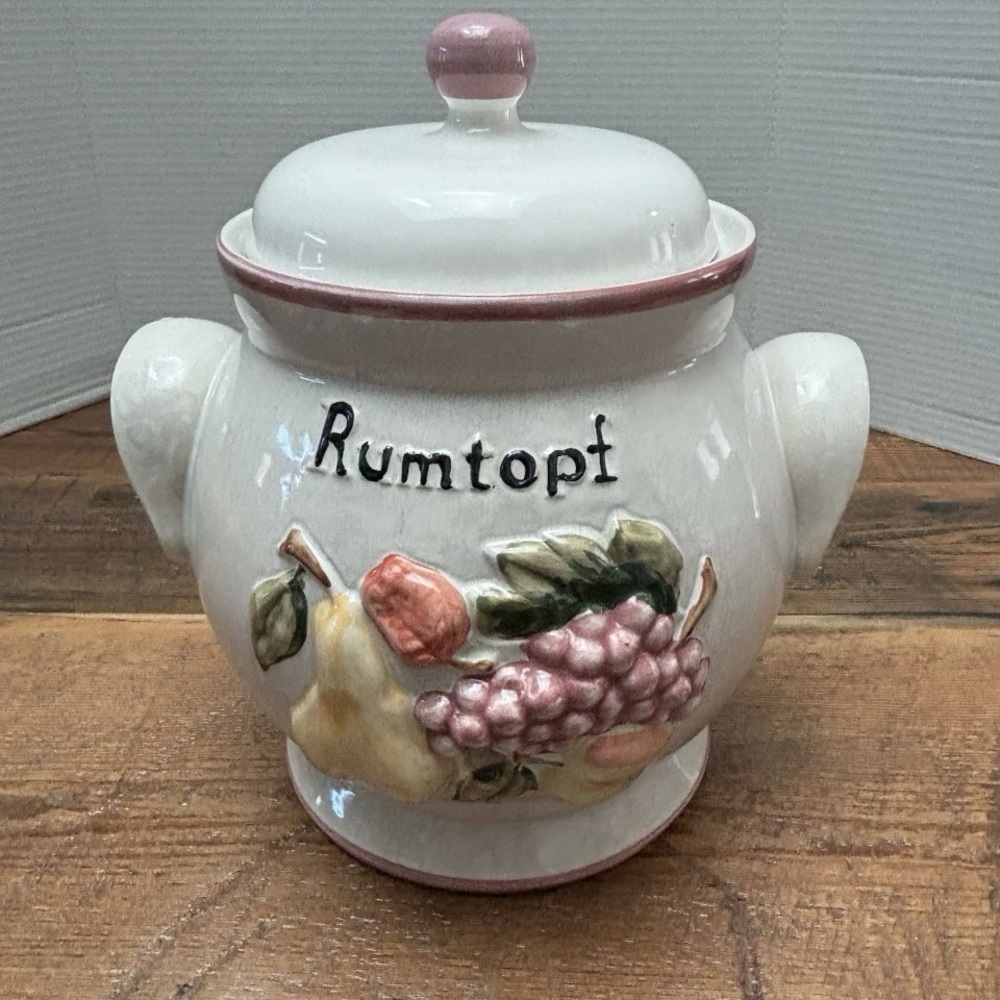 Ceramic Rumtopf Betty Rum Pot Jar with Fruit Design